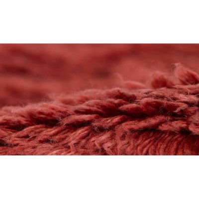 Handmade Red Wool Rectangular Geometric Rug 5 ft x 8 ft