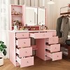 FUFU&GAGA LED Makeup Vanity with 9 Drawers Elegant Makeup Station - 2 of 4