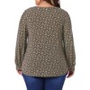 Agnes Orinda Women's Plus Size Floral Print Pleated Notch V Neck Long Sleeve Casual Blouses - 4 of 4