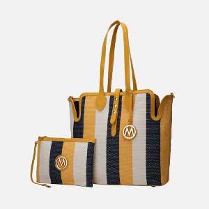 MKF Collection Juliana Oversize Vegan Leather Tote Bag and Wristlet by Mia K- Yellow Combo - 1 of 4