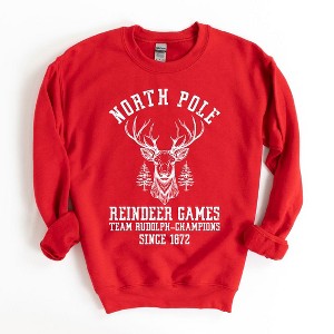 Simply Sage Market Women's Graphic Sweatshirt North Pole Reindeer Games - 1 of 2