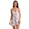 Clotth Women's Floral Lace Lingerie - V Neck Babydoll Chemise Sleepwear, Lace Trim Sexy spaghetti Strap Nightdress - 2 of 4