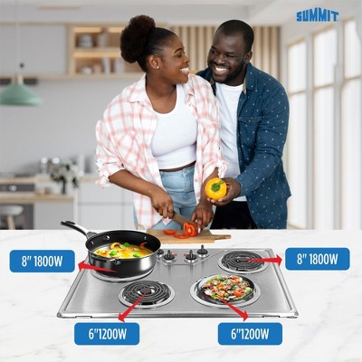 Summit 30" Stainless Steel 4-Burner Electric Cooktop