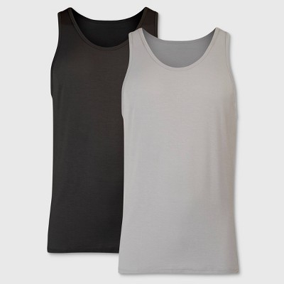 Hanes Premium Men's Sleeveless Crewneck Tank Undershirt 2pk - Taupe/Black XL