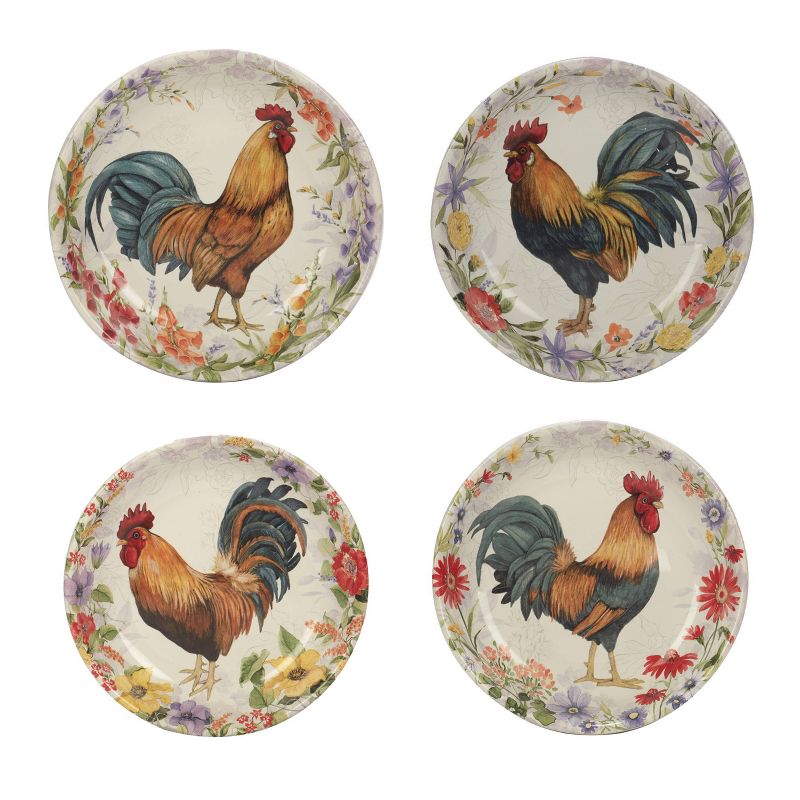 Set of 4 Floral Rooster Assorted Soup/Pasta Bowls - Certified International, 6 of 8