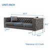 NicBex 82.3 Inch Velvet Couch,Jeweled Buttons Tufted 3-Seater Sofa with 2 Pillows for Living Room,Office,Apartment,Gray - 3 of 4