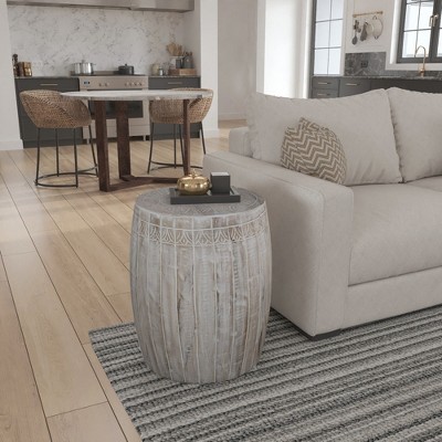 Royal Hampton Serenity Side End Table with 16 Inch Round Mango Wood Top