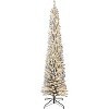 6/7.5FT Flocked Pencil Christmas Tree, Snowy PVC & Metal Stand for Home, Office, Party - 2 of 4