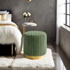 Sapphtopaz Modern Ottoman with Stripes Tufted Upholstered Accent Stool with Gold Finish Metal Base Round Footstool for Living Room, Entryway - 4 of 4