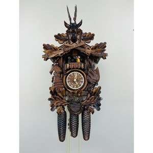 Eight Day Mechanical Hunter's Cuckoo Clock With 21 Inch Height Dancers And Carved Animals By River City Clocks - 1 of 4