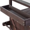 Outdoor Wood Kitchen Island with Steel Top, Bar Cart, Cabinet, Spice & Towel Racks - 3 of 4
