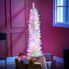TopComfy Christmas Tree Stand 5ft Pencil Prelit Artificial Christmas Tree with Colorful Lights, White, 15.8"*15.8"*59" - 2 of 4