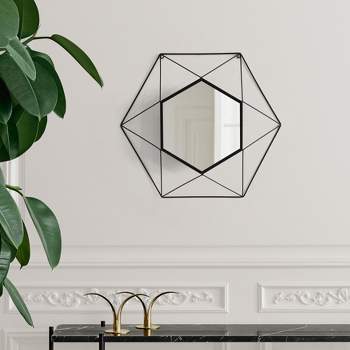 Uniquewise Decorative Shaped Metal Frame Wall Mounted Modern Mirrors For Home Office And For Any Wall for Your Living Room, Bedroom, Vanity, Entryway