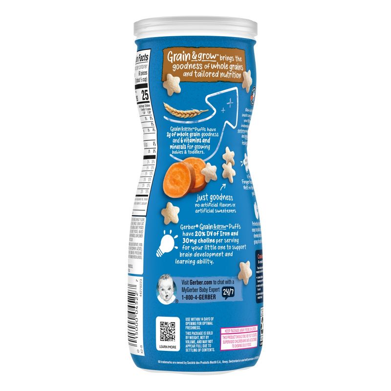 Gerber Puffs Sweet Potato Cereal Baby Snacks - 1.48oz, 3 of 9
