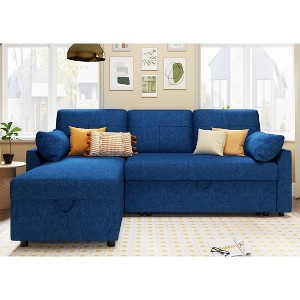 AMERLIFE 2 in 1 Pull Out Sofa Bed with Storage Chaise - 1 of 4