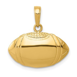 Black Bow Jewelry 14k Yellow Gold Football Profile Pendant, 20mm - 1 of 4