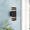 (Set of 2) Rennnsan Laveth 12"H Hardwired Rectangle Aluminum Modern LED Dimmable Outdoor Wall Sconce in Black - 4 of 4