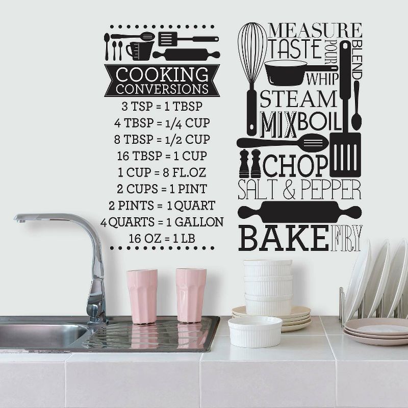 Cooking Conversions Peel and Stick Wall Decal Black/White - RoomMates, 5 of 7