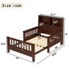 Twin Size Platform Bed Crib Bed Frame with Storage Headboard & Safety Guardrails, Pull-Out Playpen & Convertible Sofa - ModernLuxe - 4 of 4