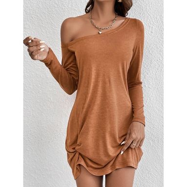 knee length dresses for ladies Yaqueline Long Sleeve Ruched Maxi Dress Burgundy main image 1