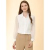 Allegra K Women's Button Down Sheer Sleeve Point Collar Work Tops - 3 of 4