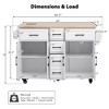 LOVSON 56.5''kitchen island countertop with power outlet, four doors, five drawers, a movable kitchen cart, suitable for kitchens, dining rooms, white - 3 of 4