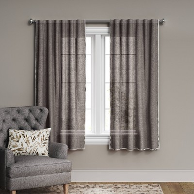 Photo 1 of 1pc 54"x95" Light Filtering Stitched Edge Window Curtain Panel - Threshold™