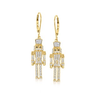 Ross-Simons 0.25 ct. t.w. Black and White Diamond Nutcracker Drop Earrings in 18kt Gold Over Sterling - 1 of 4
