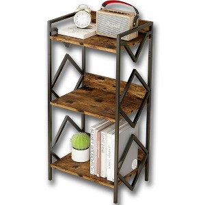 Infurnic Desks, Portable Table with Three-tier Shelf Storage, Modern Table for Living Room, Kitchen, White, 16.9"*11.8"*33.3" - 1 of 4
