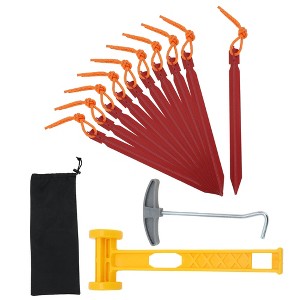 Unique Bargains Reusable 10xNails 1xBag 1xPlastic Hammer 1xNail Puller Tent Pegs 1 Set - 1 of 4