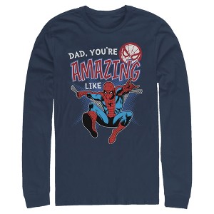 Men's Marvel Dad You're Amazing Like Spider-Man Long Sleeve Shirt - 1 of 4
