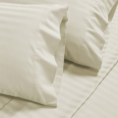 King Ivory 500 Thread Count Cotton Sateen Pillowcase Set