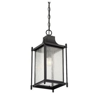 Dunnmore Black and Clear Glass Outdoor Hanging Lantern