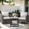 POCASSY 3PCS Patio Furniture Set with Wicker Patio Chair, All Weather Brown Wicker Rattan Outdoor Bistro Set Outdoor Club Chairs with Metal End Table - 2 of 4