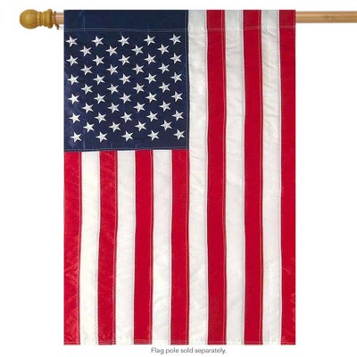 Patriotic American Flag Applique & Embroidered House Flag