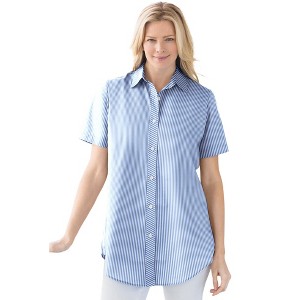 Woman Within Women's Plus Size Perfect Short Sleeve Shirt - 1 of 4