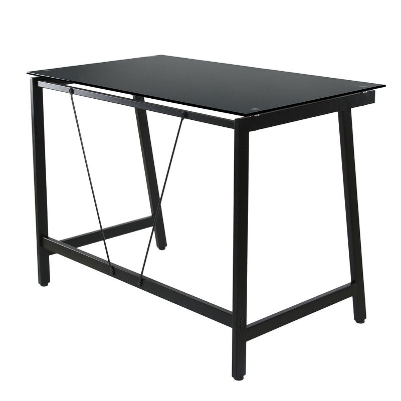 Contemporary Glass Writing Desk, Steel Frame - Onespace, 5 of 11