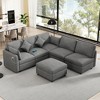 85.4" U-Shaped Modular Sectional Sofa Bed with Movable Ottoman & Built-in USB Ports, Free combination - 2 of 4