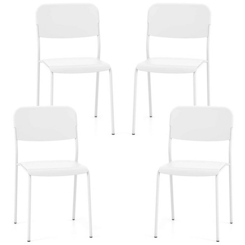 Costway Modern Dining Chairs Set of 4 with Tilted Backrest & Sturdy Metal Legs Plastic Black/White - image 1 of 4