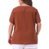Agnes Orinda Women's Plus Size Contrast Panel Dots Lace Summer Short Sleeve Blouses - 4 of 4