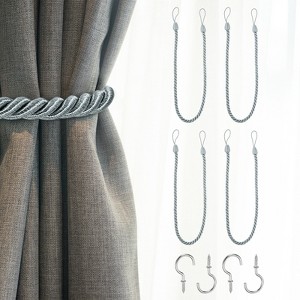 Unique Bargains Handmade Woven Braided Metal Screw Hooks Curtain Tiebacks - 1 of 4