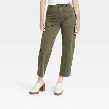 Dickies Women's Slim Straight Fit Roll Hem Carpenter Pants, Olive