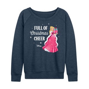 Women's - Disney - Full Of Christmas Cheer Aurora Lightweight French Terry Wide Neck Long Sleeve Shirt - 1 of 4