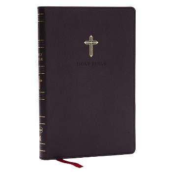 NKJV Holy Bible, Ultra Thinline, Black Leathersoft, Red Letter, Comfort Print - by  Thomas Nelson (Leather Bound)