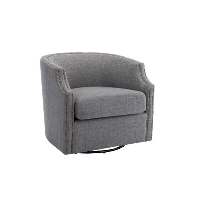 NicBex PU Leather Fabric Swivel Accent Chair,Upholstered Swivel Living Room Chairs with Curved Backrest,Accent Chairs for Living Room