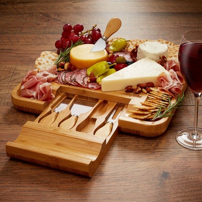 Casafield Bamboo Cheese Board with 4-Piece Knife Set