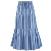 Collections Etc Striped Tiered Pull-On Elasticized Drawstring Waist Skirt - 2 of 4