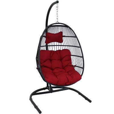 Sunnydaze Outdoor Resin Wicker Patio Julia Hanging Basket Egg Chair