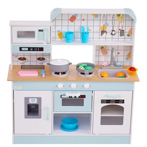 VEVOR Play Kitchen for Kids, Wooden Toy Kitchen Set with Lights and Sounds, Toddler Kitchen with Ice Maker, Oven, Sink, Microwaves, Fridge Accessory - 1 of 4