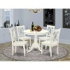 HomeStock 5-Pc Round Linen White Finish Solid Wood Top Dining table with 4 Chairs with Cross Back - 2 of 4
